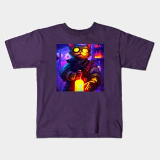 Futuristic Cat is a SciFi Mixologist Kids T-Shirt